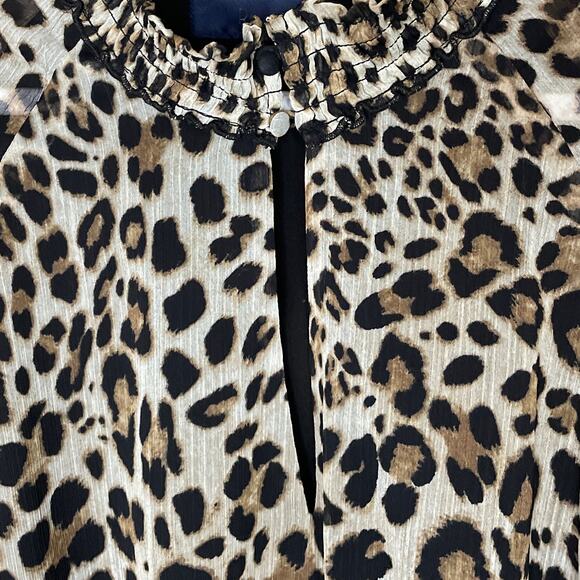 Rachel Roy Keyhole Long Sleeve Mini Dress Brown Leopard Print Size XL - Picture 4 of 13